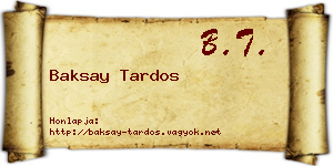 Baksay Tardos névjegykártya